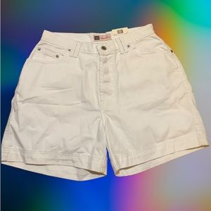 NWT DEADSTOCK 90s white denim button fly high waisted shorts.